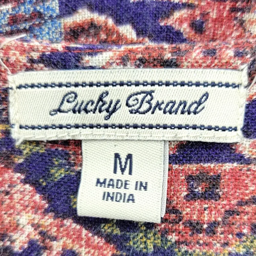 Lucky Brand Dress Women's Medium Sleeveless Smocked Waist Pockets Boho Aztec - Picture 11 of 13